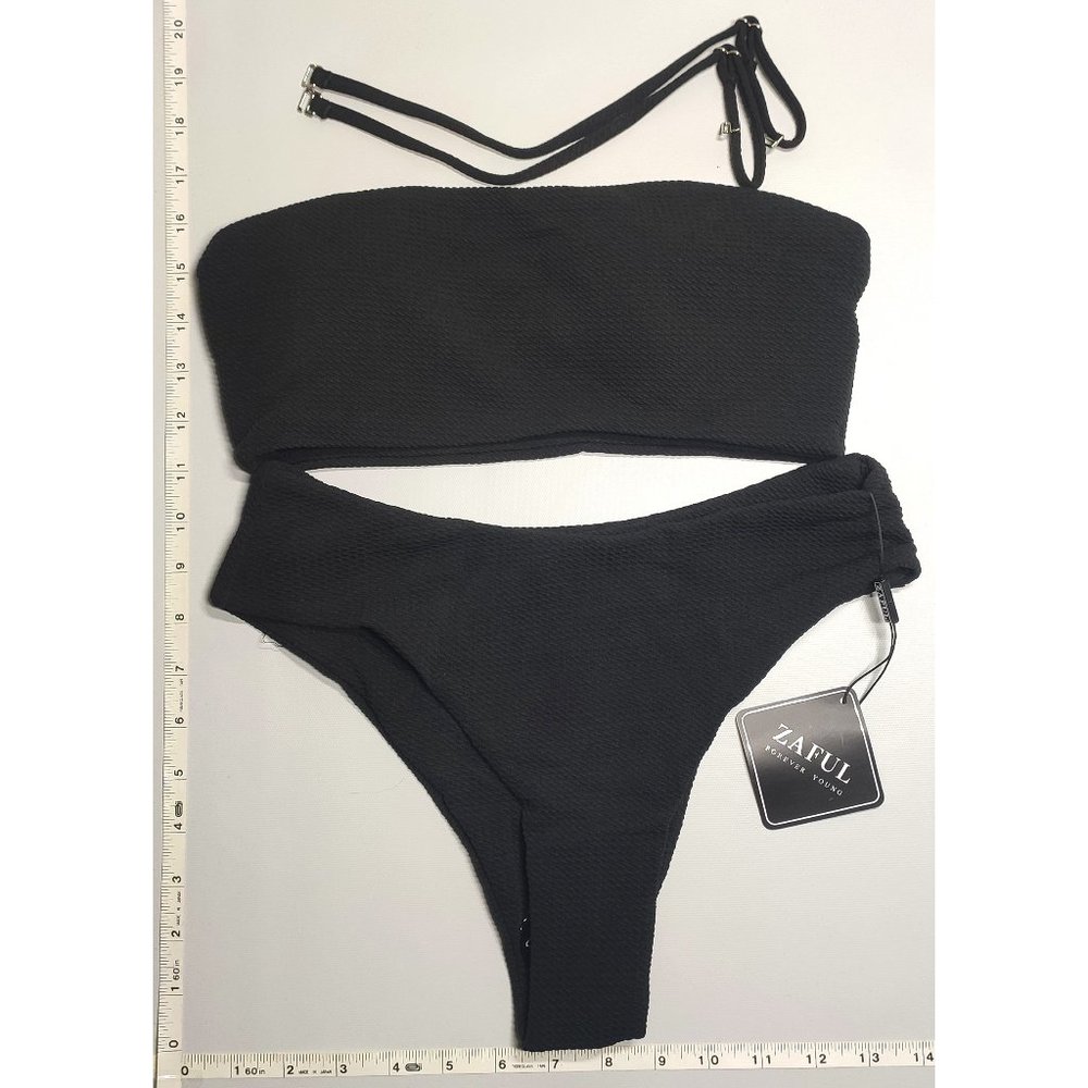 NWT ZAFUL Small Bandeau Black bikini set